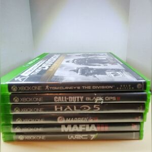 Lot of 6 Empty XBOX One Video Game Green Cases